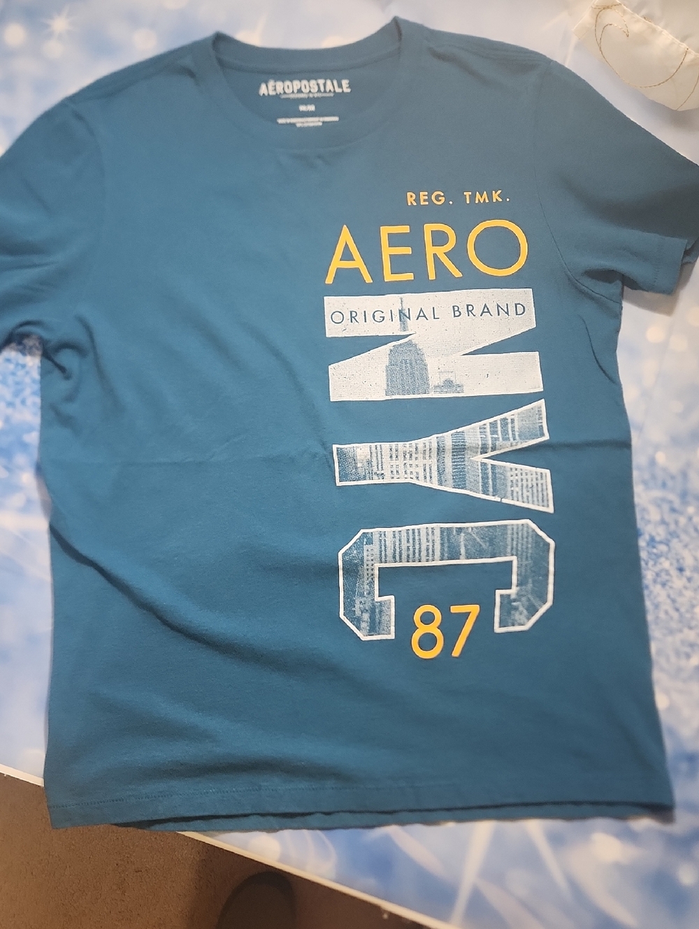 Aeropostale Bright Teal Short Sleeve Tee NYC